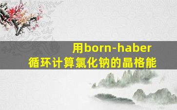 用born-haber循环计算氯化钠的晶格能