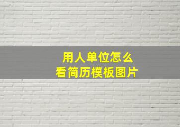 用人单位怎么看简历模板图片