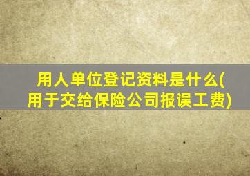 用人单位登记资料是什么(用于交给保险公司报误工费)