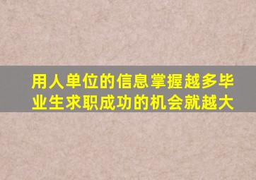 用人单位的信息掌握越多毕业生求职成功的机会就越大