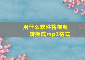 用什么软件将视频转换成mp3格式