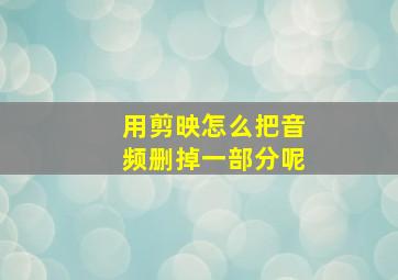 用剪映怎么把音频删掉一部分呢