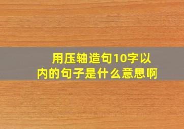 用压轴造句10字以内的句子是什么意思啊