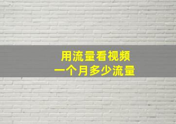 用流量看视频一个月多少流量