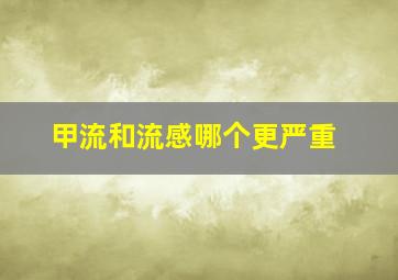 甲流和流感哪个更严重