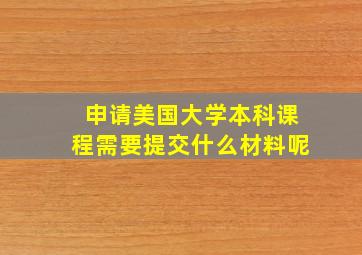 申请美国大学本科课程需要提交什么材料呢