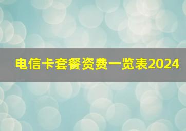 电信卡套餐资费一览表2024