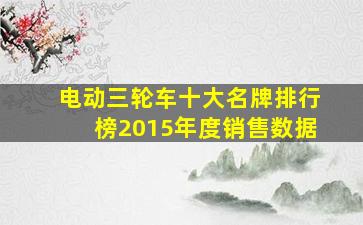 电动三轮车十大名牌排行榜2015年度销售数据