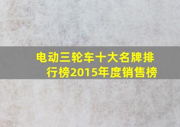 电动三轮车十大名牌排行榜2015年度销售榜