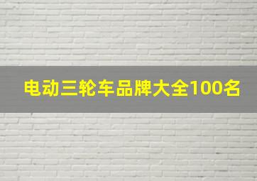 电动三轮车品牌大全100名