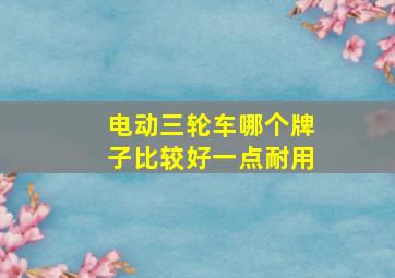 电动三轮车哪个牌子比较好一点耐用