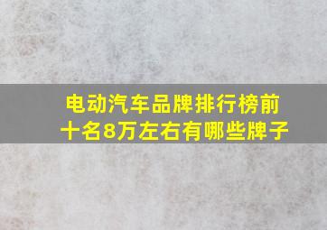 电动汽车品牌排行榜前十名8万左右有哪些牌子