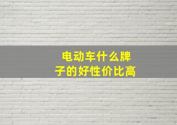 电动车什么牌子的好性价比高