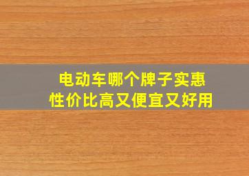 电动车哪个牌子实惠性价比高又便宜又好用