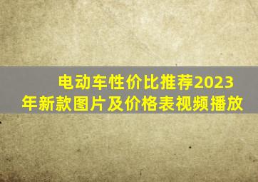 电动车性价比推荐2023年新款图片及价格表视频播放