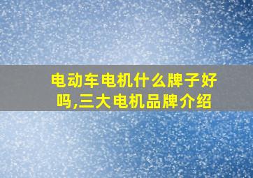 电动车电机什么牌子好吗,三大电机品牌介绍