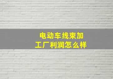 电动车线束加工厂利润怎么样