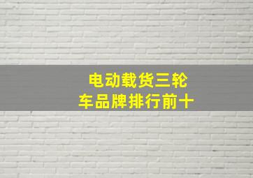 电动载货三轮车品牌排行前十