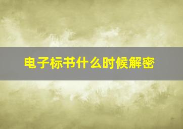 电子标书什么时候解密