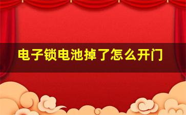 电子锁电池掉了怎么开门