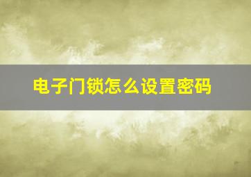 电子门锁怎么设置密码