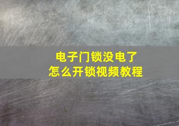 电子门锁没电了怎么开锁视频教程