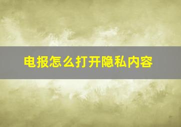 电报怎么打开隐私内容