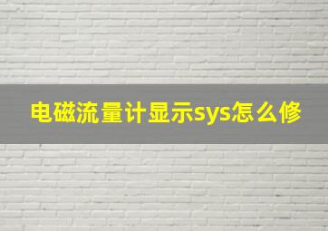 电磁流量计显示sys怎么修