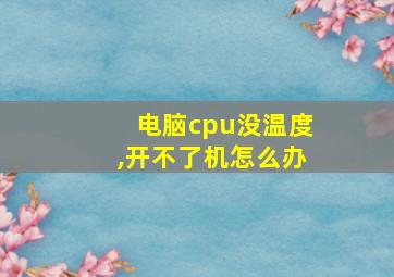 电脑cpu没温度,开不了机怎么办