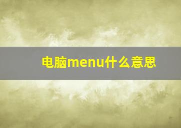 电脑menu什么意思