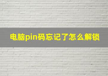 电脑pin码忘记了怎么解锁