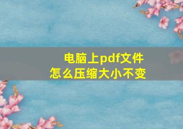 电脑上pdf文件怎么压缩大小不变