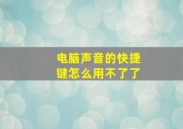 电脑声音的快捷键怎么用不了了