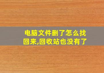 电脑文件删了怎么找回来,回收站也没有了