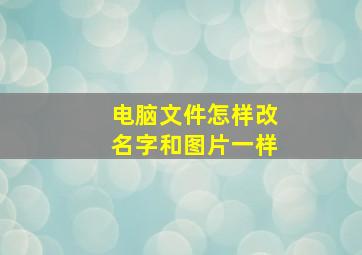 电脑文件怎样改名字和图片一样