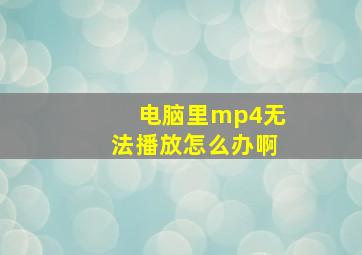 电脑里mp4无法播放怎么办啊