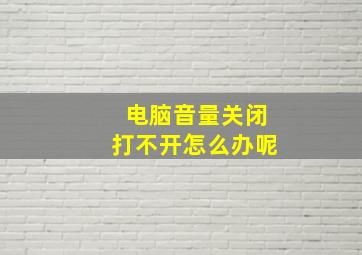 电脑音量关闭打不开怎么办呢