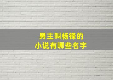 男主叫杨锋的小说有哪些名字