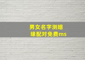 男女名字测姻缘配对免费ms