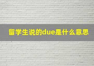 留学生说的due是什么意思