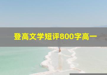 登高文学短评800字高一