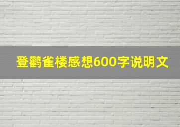 登鹳雀楼感想600字说明文