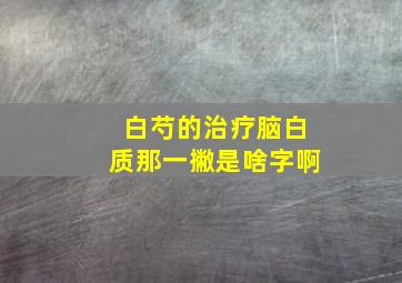 白芍的治疗脑白质那一撇是啥字啊