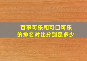 百事可乐和可口可乐的排名对比分别是多少