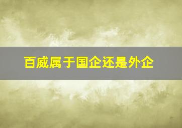 百威属于国企还是外企