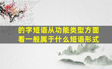 的字短语从功能类型方面看一般属于什么短语形式