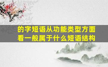 的字短语从功能类型方面看一般属于什么短语结构