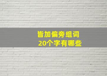 皆加偏旁组词20个字有哪些