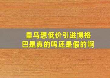 皇马想低价引进博格巴是真的吗还是假的啊