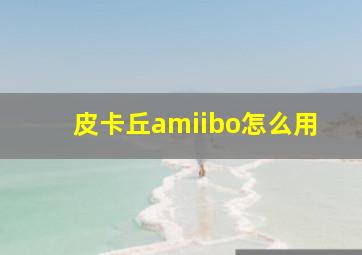 皮卡丘amiibo怎么用